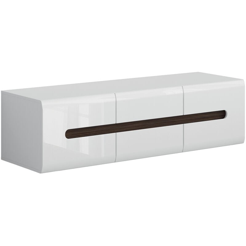 Petits-meubles - Meuble tv 2 portes 2 tiroirs 150 cm Darrel Blanc laqué et Bois