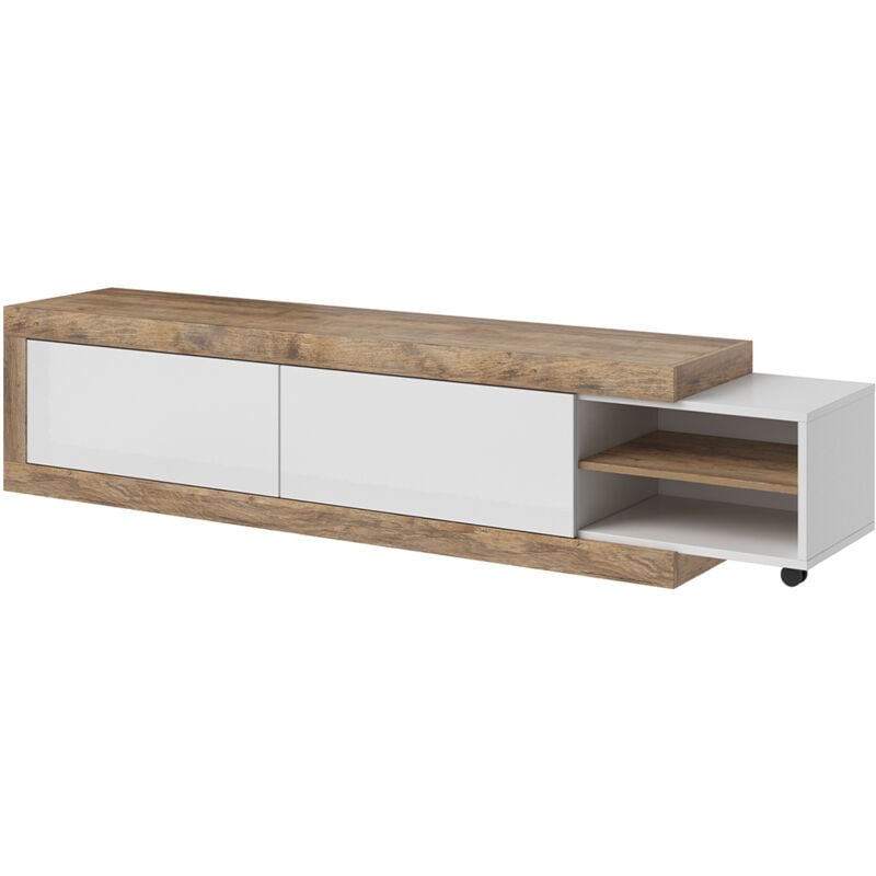 Petits-meubles - Meuble tv 2 portes 200 cm Azior Blanc et Bois