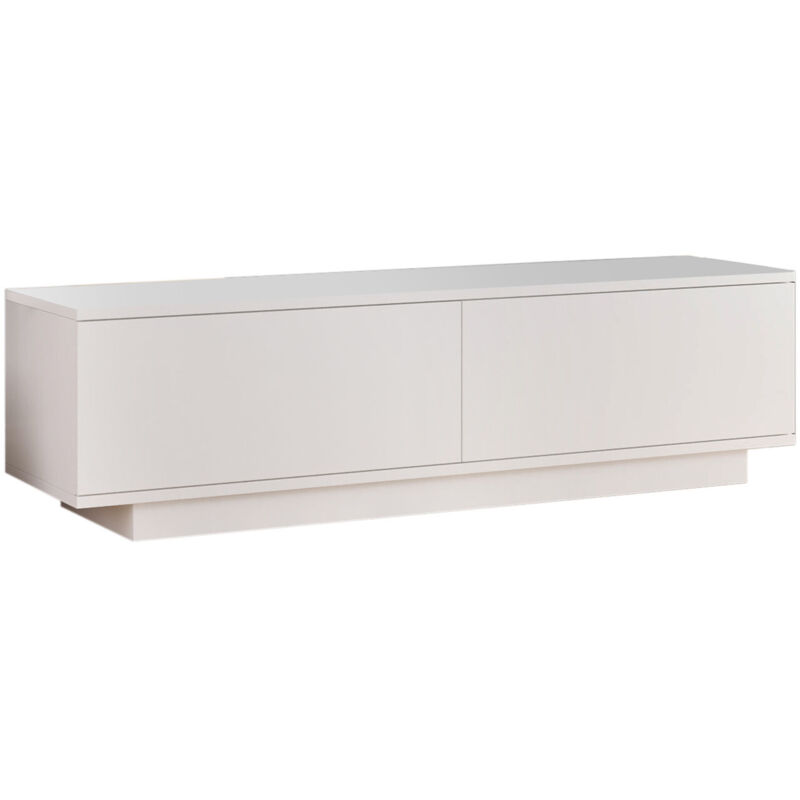 Cotecosy - Meuble tv Blanc Simple, 140x38,2x35,5 cm, Pour Salon Minimaliste ou Chambre Cotecosy - Meuble tv Blanc Simple, 140x38,2x35,5 cm, Pour Salon Minimaliste ou Chambre