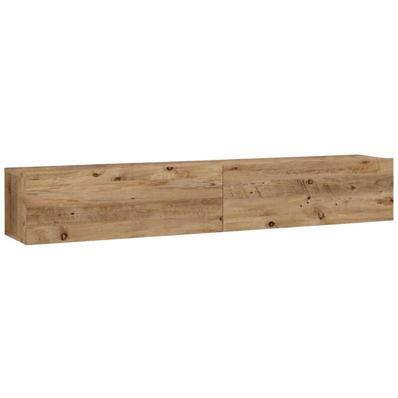 Cotecosy - Meuble tv suspendu avec 2 portes - Naturel clair - aubepina