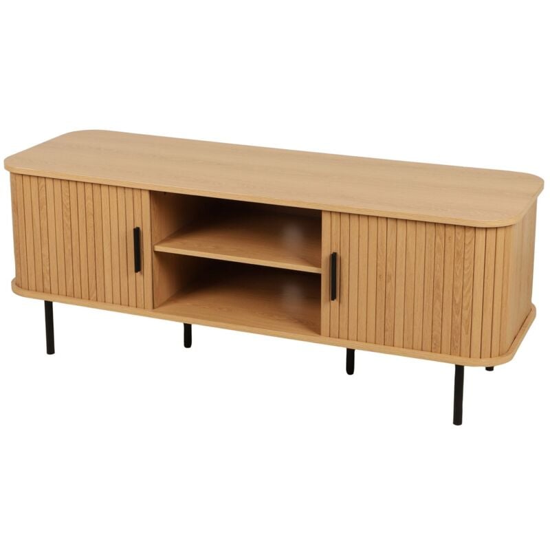 Urban Living - Meuble tv 2 portes coulissantes effet tasseau bonnie