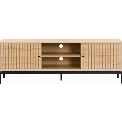 Meuble TV 2 portes effet bois 160 cm - Talia