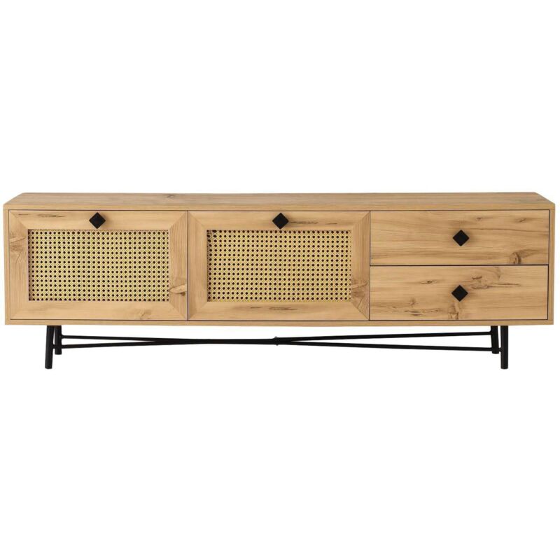 Meuble tv en aggloméré et cannage Hapsiyas