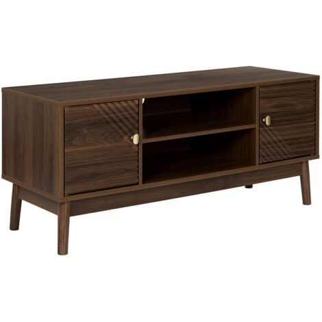 Meuble TV 2 portes et 2 niches effet noyer TIFFANY