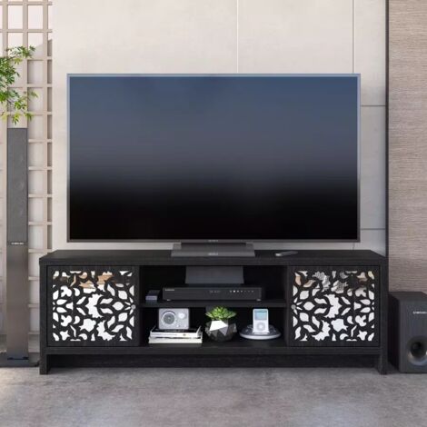 Meuble TV 2 Portes GALANO Orissa, 140cm W X 39.8cm D X 46.8cm H, Style Moderne, Couleur Chêne gris poussiéreux