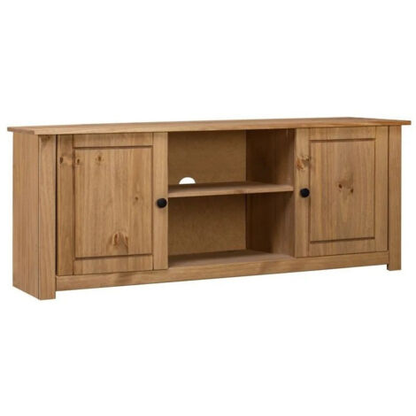 Meuble TV 2 portes pin massif foncé Ored 120cm