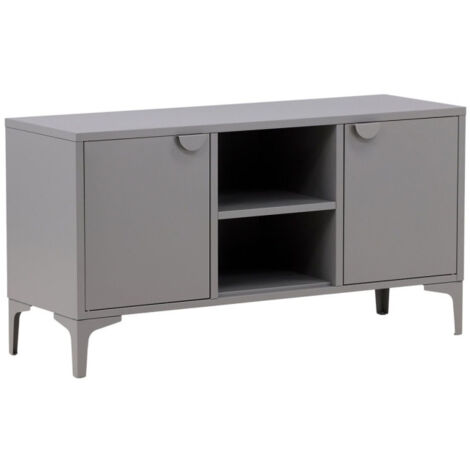 Meuble TV 2 Portes "Piring" 120cm Gris Clair