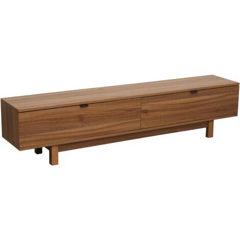 Meuble TV 2 portes rectangulaire L160 cm bois foncé
