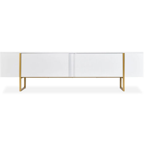 Meuble TV 2 portes "Valentin" 180cm Blanc & Or