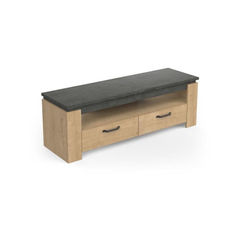 Meuble tv austin - Taille écran max 55' (140 cm) - Décor chene Hamilton et Sidewalk - l 140 x p 42 x h 47 cm - demeyere