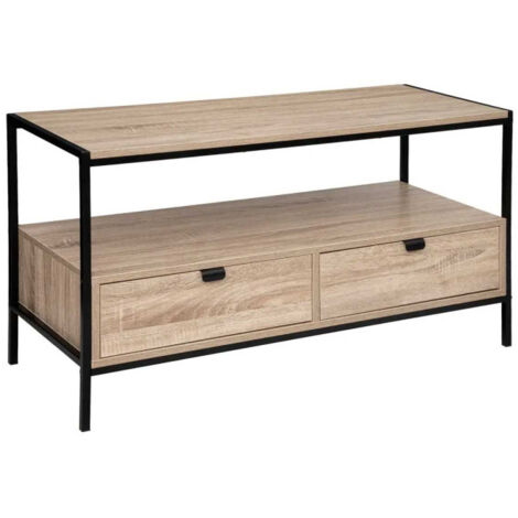 Meuble TV 2 Tiroirs Design "Aliaj" 100cm Beige