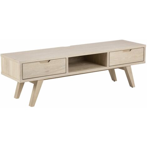 Meuble TV 2 tiroirs et 1 niche design scandinave ALINE