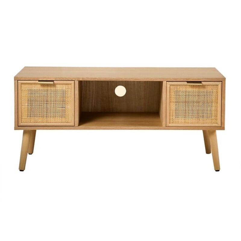 Calicosy - Meuble tv 2 Tiroirs Façades Rotin L100 cm - miya