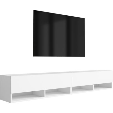 Meuble TV 200 (2 × 100) cm Blanc Mat, 200 × 32 × 34 cm