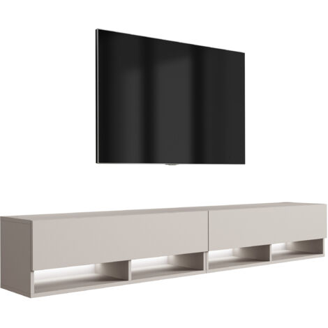 Meuble TV 200 (2 × 100) cm Cachemire, LED blanc, 200 × 32 × 34 cm