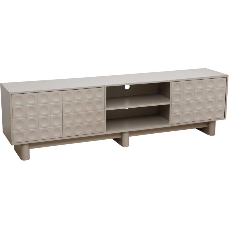 Oviala - Meuble tv rectangulaire 3 portes L200 cm beige