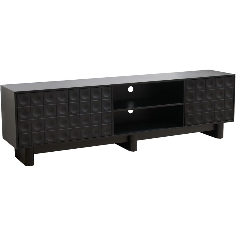 Oviala - Meuble tv rectangulaire 3 portes L200 cm noir