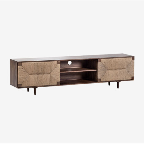 Meuble TV 200x40 cm en bois de manguier et jute Evans SKLUM