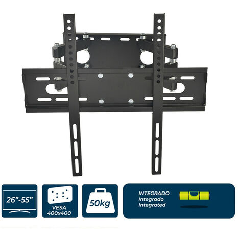 Meuble TV 26-55" 50kg EDM avec deux bras et oscillant avec niveau inclus - Noir