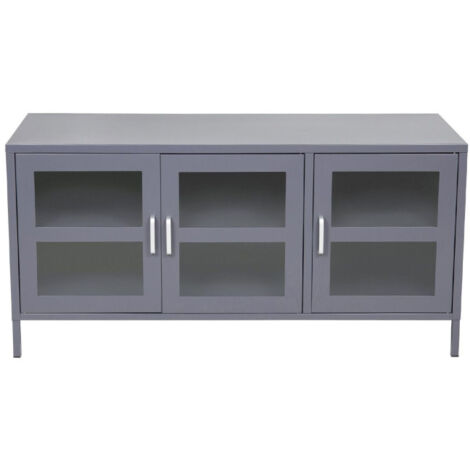 Meuble TV 3 Portes "Acero" 120cm Gris Clair