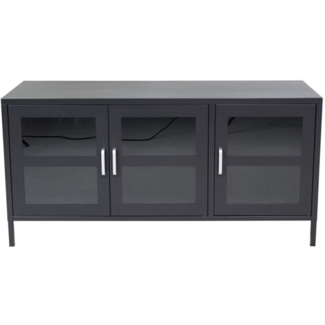 Meuble TV 3 Portes "Acero" 120cm Noir