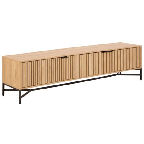 Meuble TV 3 portes effet tasseaux design moderne BAÏKAL