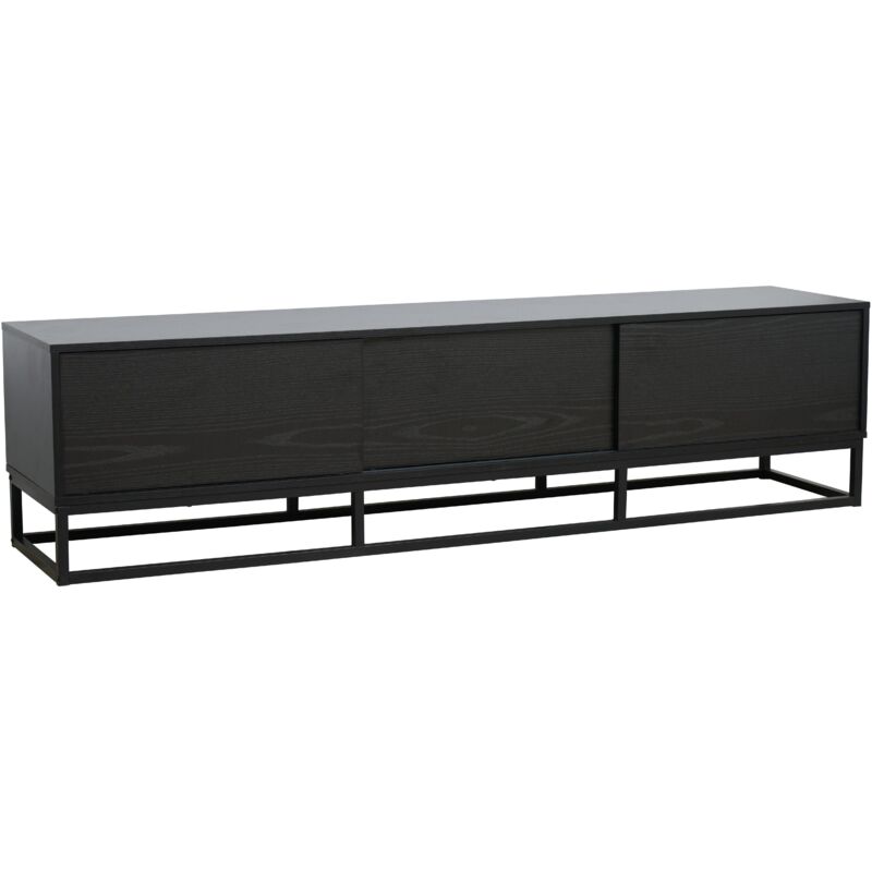 Oviala - Meuble tv 3 portes rectangulaire L180 cm noir