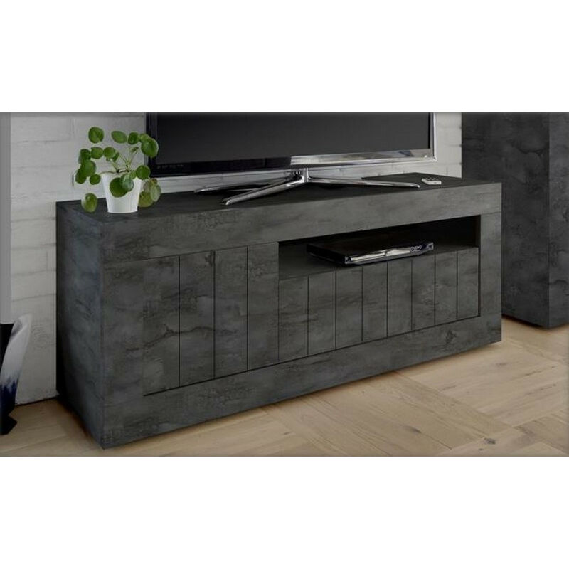 Azura Home Design - Meuble tv 3 portes samantha 138x56 cm Anthracite