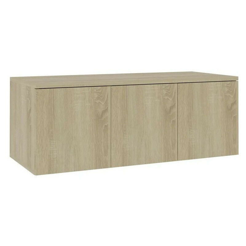 Meuble TV 3 tiroirs bois chêne clair Onic 80cm Meuble TV 3 tiroirs bois chêne clair Onic 80cm