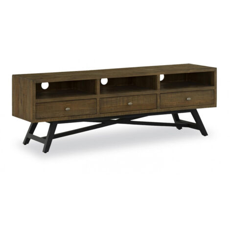 Meuble tv 3 tiroirs - Bois - Marron - Décoration d'Autrefois