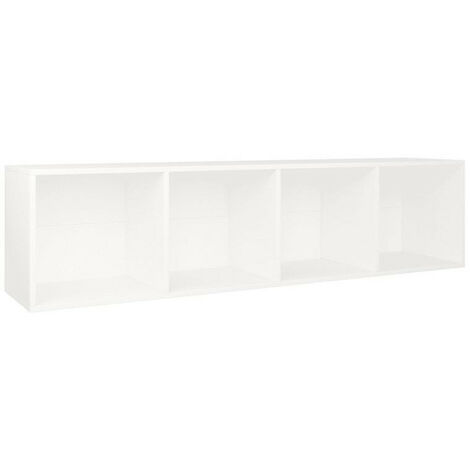 Meuble TV 4 niches bois blanc Asana 143cm