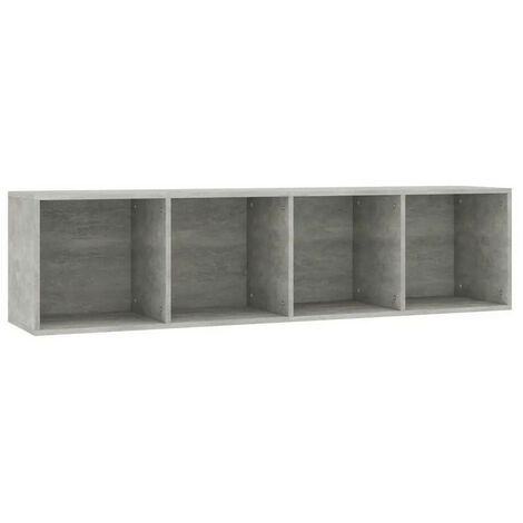 Meuble TV 4 niches bois gris effet béton Asana 143cm