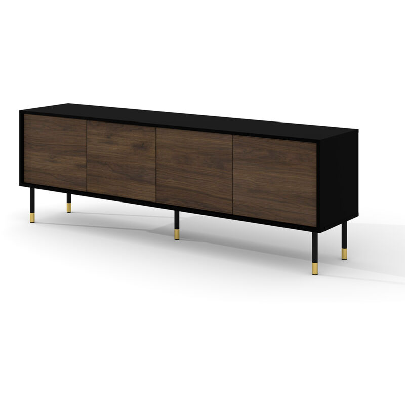 Petits-meubles - Meuble tv 4 portes 180 cm Rani Bois et Noir