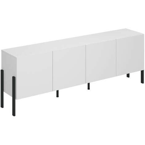Meuble TV 4 portes 200 cm Bérénice Blanc