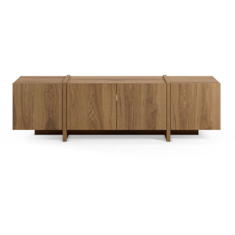 Meuble TV 4 portes en bois 180cm - Bois foncé - Nicole