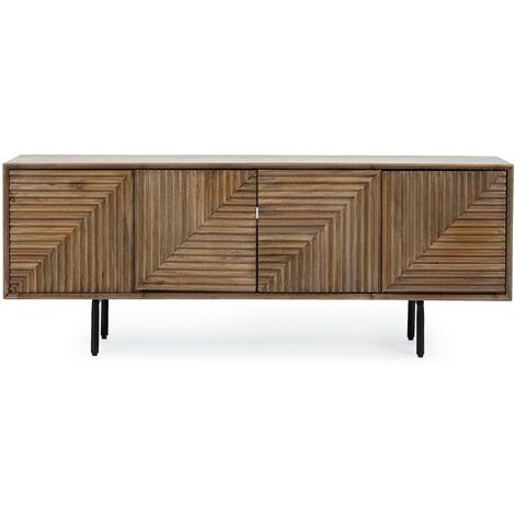Meuble TV 4 portes en bois massif naturel de manguier Dary 140cm