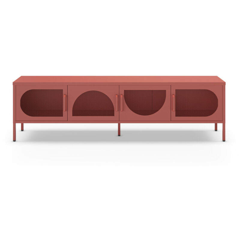 Drawer - Meuble tv 4 portes en métal L180cm - Terracotta - Zio