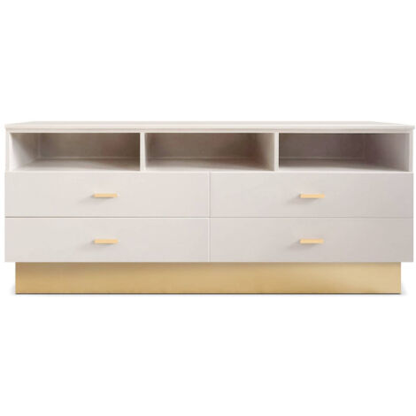 Meuble TV 4 Tiroirs Design "Tazea" 150cm Taupe