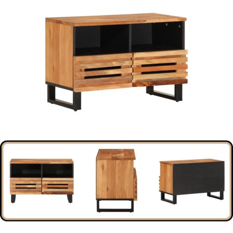 Meuble TV 70x34x46 cm bois d'acacia massif - Meubles Tv - Meuble Tv Industriel - Meuble Rangement - Meuble Tv Acacia - Buffet Tv