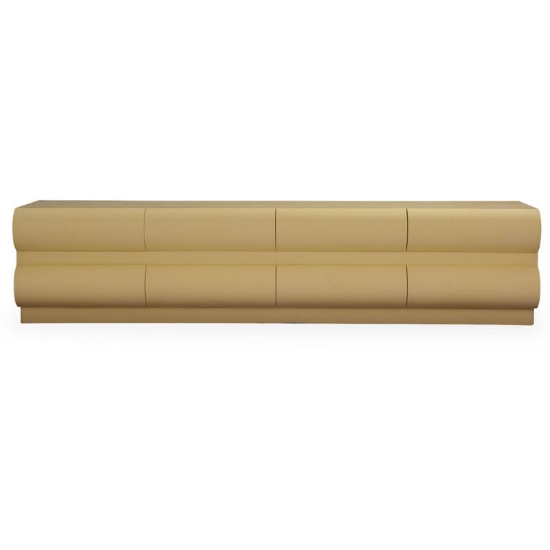 Meuble tv 8 tiroirs arrondis Mezade Bois Beige