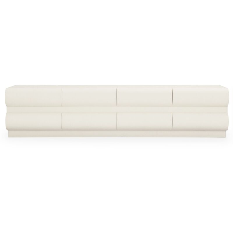 MENZZO  Meuble tv 8 tiroirs arrondis Mezade L180cm Cr&egrave;me