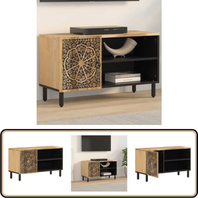 Vidaxl - Meuble tv 80x31x46 cm bois massif de manguier - Meuble Tv - Meuble Televison - Meuble Retro - Mobilier Vintage - Meubles Salon