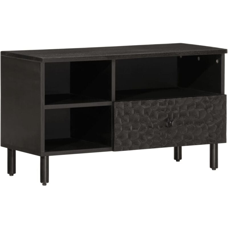 Vidaxl - Meuble tv noir 80x33x46 cm bois massif de manguier