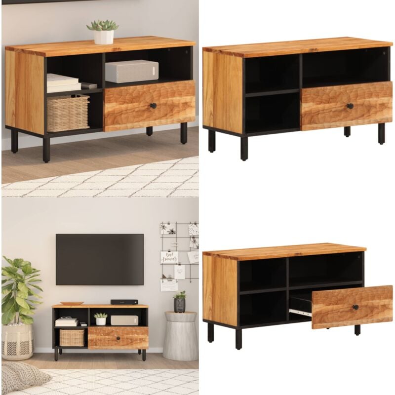Vidaxl - Meuble tv 80x33x46 cm bois d'acacia massif - Meuble Tv - Meuble Televison - Meuble Multimedia - Meubles Salon - Acacia Massif - Home & Living