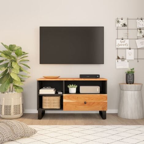 Meuble TV 80x33x46 cm bois d'acacia solide et bois d'ingénierie vidaXL