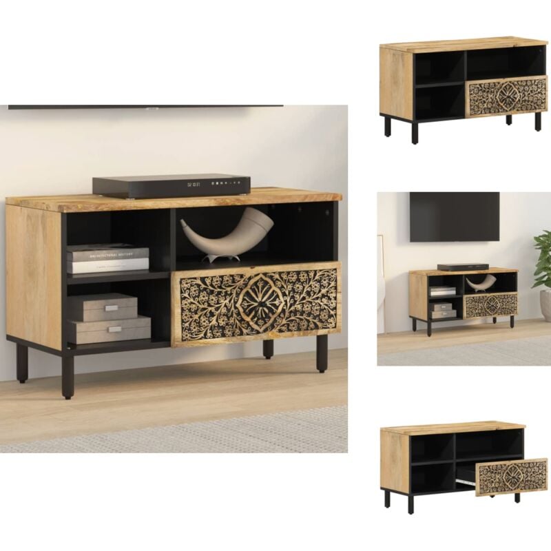 Vidaxl - Meuble tv 80x33x46 cm bois massif de manguier - Meubles Tv - Meuble Tv - Support Tv - Unité Tv - Meuble Retro