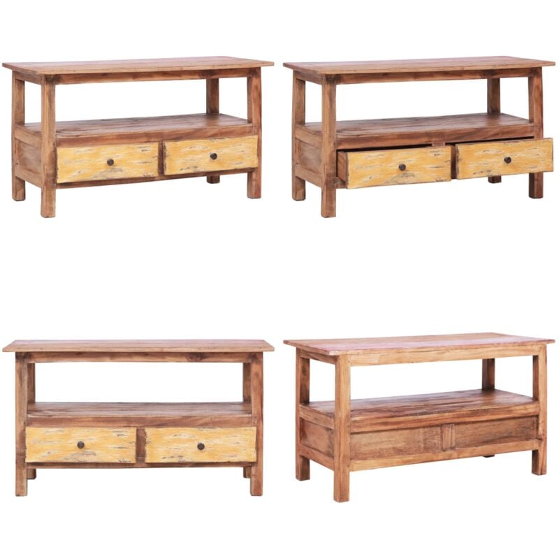 Vidaxl - Meuble tv 90x40x50 cm Bois de récupération massif - Meuble Tv - Meuble Ancien - Meubles Tv En Bois - Rangement Media - Tiroir - Home & Living