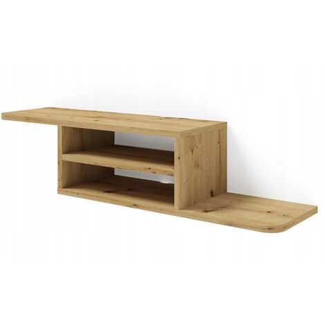 Meuble TV 90x20x22 cm Chêne artisan DELA meuble Hi-fi avec étagère