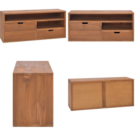 Meuble TV 90x30x40 cm Bois de teck massif - Meuble Tv - Meuble Audio - Rangement Salon - Design Scandinave - Bois De Teck - Home & Living