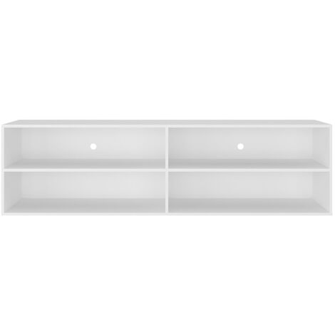 Meuble TV à 4 étagères ouvertes coloris Blanc Neige - Longueur 175 x Hauteur 48 x profondeur 36 cm